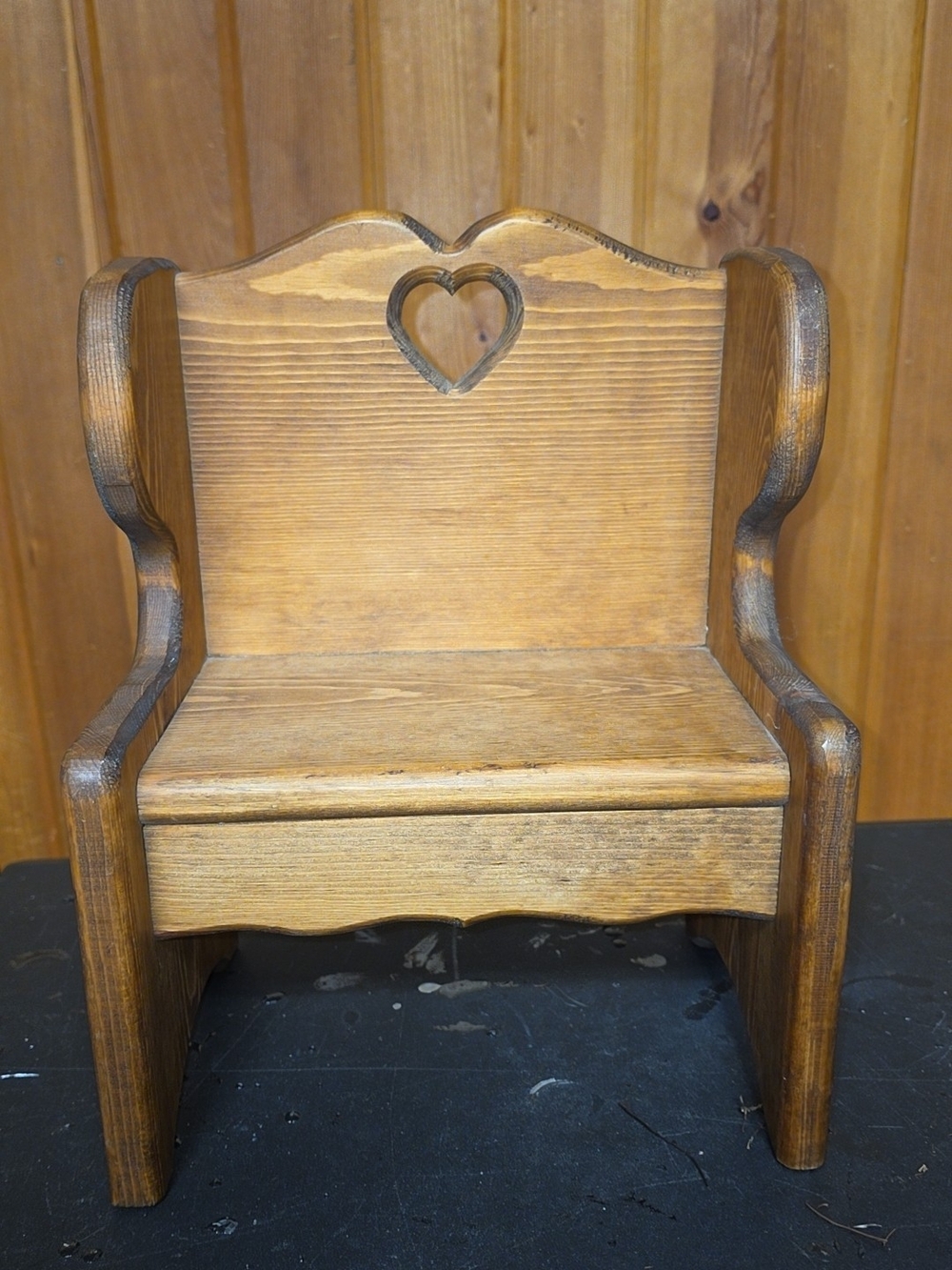 Wooden Heart-Back Accent Chair - Warm Brown